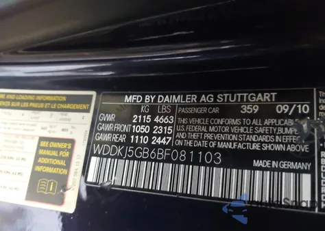 2011 Mercedes-Benz E 350 from USA, damaged, VIN WDDKJ5GB6BF081103